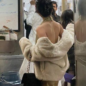 United Arrows Ivory Faux Fur Coat